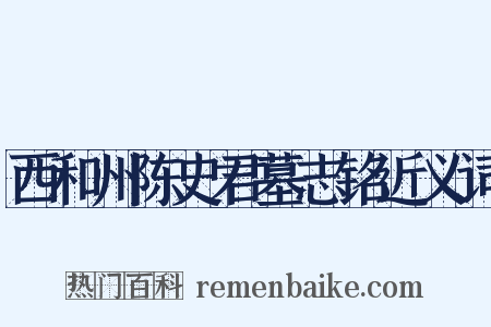 西和州陈史君墓志铭近义词是什么意思的图片